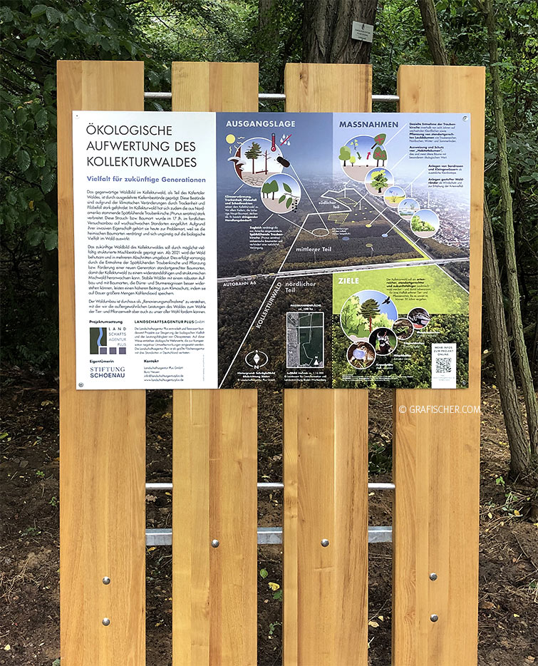 Landschafsagentur Plus, Schautafel Ökologischer Umbau des Kollekturwalds bei Mannheim
